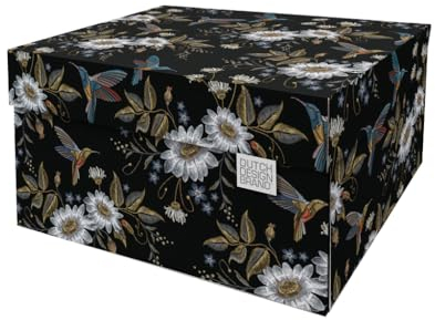 Dutch Design Brand Aufbewahrungsbox mit Deckel – Aufbewahrungsboxen – FSC-zertifizierter, recycelbarer Karton (Größe: 38,9 x 31,8 x 21,1 cm) (Hummingbirds in the Night)