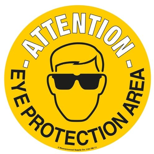 Floor Graphic Markers, Floor Stickers, Floor Adhesive Sign, Warning Stickers, Safety Signs - 430mm dia. - Eye Protection Area