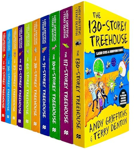The Treehouse Storey Books 1 - 10 Collection Set by Andy Griffiths & Terry Denton (13-Storey, 26-Storey, 39-Storey, 52-Storey, 65-Storey, 78-Storey, 91-Storey, 104-Storey & More)