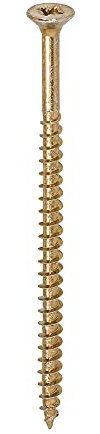 TIMCO Solo Chipboard & Woodscrews - Gold - 5.0 x 90 - Box of 100 - A Single Thread woodscrew mainly Used in Various Types of Timber and Man-Made Boards or into Masonry with The use of Plastic Plug