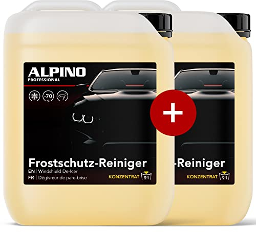 Alpino Scheibenfrostschutz KONZENTRAT bis -70°C (2x5 Liter) | Ergibt bis zu 30L | Schlierenfrei & Langzeit-Frotstschutz | Frostschutzmittel Scheibenwaschanlage, Scheibenreiniger Auto, Frostschutz