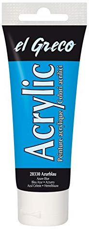 KREUL 28330 - El Greco Acrylic, 75 ml Tube in azurblau, hochpigmentierte, glänzende Acrylfarbe in Studienqualität, buttrig vermalbar, für pastose Malerei