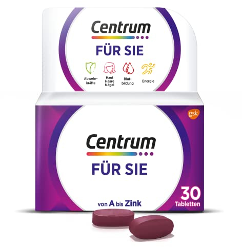 Multivitamin - Centrum Für Sie – Hochwertiges Nahrungsergänzungsmittel mit Mikronährstoffen – Speziell für Frauen – Vitamine, Mineralstoffe, Spurenelemente – 1 x 30 Tabletten