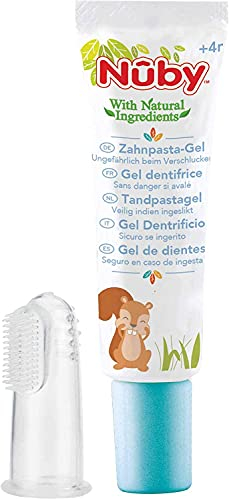 Nuby - Baby-Zahngel & Fingerzahnbürste - Natürliche Inhaltsstoffe - Sicher für Babys - 20ml - 4-24 Monate
