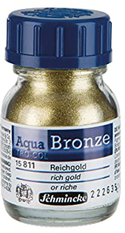 Schmincke - Aqua-Bronze, Reichgold, 20 ml, 15 811 032, glänzende Metalleffekte auf Gouache- und Aquarellbildern, Papier, Karton, Malpappe, Leinwand