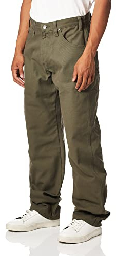 Dickies Jean de Travail en Toile Robuste et résistante sablée, Coupe décontractée, pour Hommes, Vert Mousse, 34W x 32L