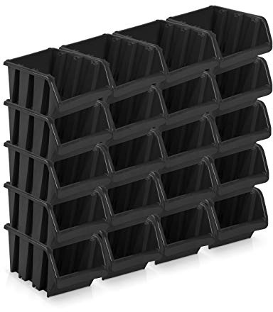 20 Stück Sichtlagerboxen Größe 1 - schwarz (8 x 11,5 x 6 cm)