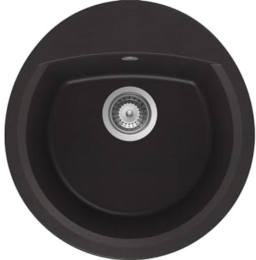 SCHOCK Küchenspüle Manhattan R-100 in Nero I runde Granitspüle für 45 cm Unterschrank I kratzfestes pflegeleichtes Cristalite I tiefes Becken für mehr Komfort I Design Spüle mit Excenterbedienung