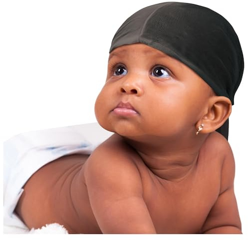 TITAN Baby Satin Du-Rag â Ultra Stretch Tailored Fit for Infants and Toddlers, Extra Long Tail, Soft & Breathable Silky Satin Head Wrap for Boys and Girls, Black