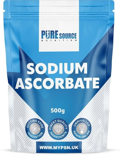 Pure Source Nutrition Pure Sodium Ascorbate Food Buffered Vitamin C L Ascorbic Acid Powder Food Grade 500g Vegan Supplements