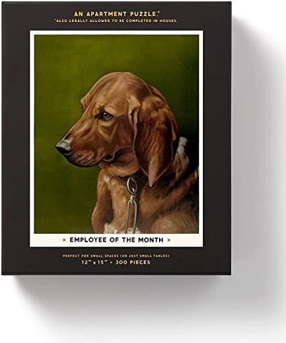 Brass Monkey Employee of the Month 300-Piece Apartment Jigsaw Puzzle, 12” x 15” – Dog Puzzle with Vintage Design – Sturdy Pieces with Minimal Puzzle Dust – Ready to Gift