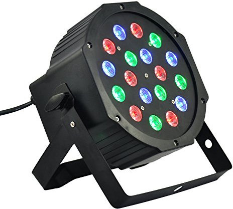 FARO STROBO RGB DJ FARETTO LAMPADA 18 LED DA 18W COLORI EFFETTO DISCOTECA SENSORE SONORO MIC DMX CONTROL FUTUR PRINT®