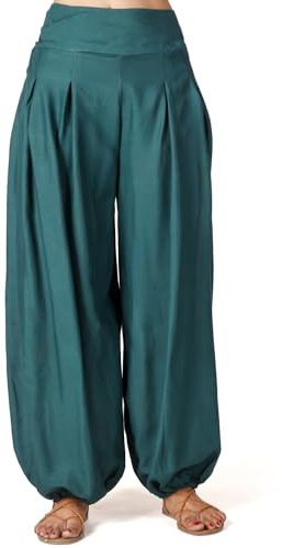 GURU SHOP Boho Pluderhose, Muckhose, Haremshose - Tannengrün, Damen, Size:L/XL