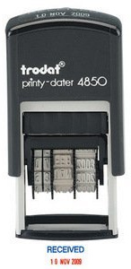 Trodat Printy 4850/L1 Dater Stamp Compact Wording Received in Blue Date in Red Ref 76313