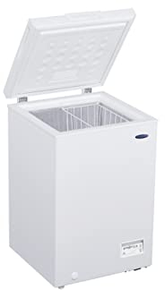 ICEKING CF100EW Chest Freezer, 98L Capacity, White, Counterbalanced Lid, Wire Basket, Adjustable Thermostat, Energy Efficient – Ideal for Kitchen, Utility Room, Garage or Out Buildings