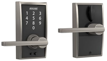 Schlage FE695 CEN 619 LAT Touch Century Lock with Latitude Lever, Electronic Keyless Entry Lock, Satin Nickel