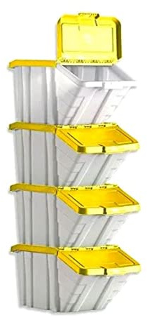 Barton Storage Container Bin 50L 30kg Load W390xD630xH340mm White and Yellow Lid Ref 052106/4 [Pack of 4]