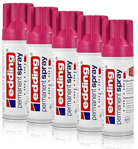 5x edding Permanent Spray telemagenta 200 ml Premium Acryllack, RAL 4010