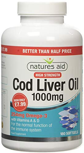 Natures Aid 1000mg High Strength Cod Liver Oil - 180 Capsules