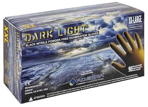 Adenna Dark Light Disposable Nitrile Gloves – 9 Mil, Heavy Duty Work Rubber Glove with Textured Grip, Non-Latex & Powder Free, Pack of 90, 2X-Large, Black