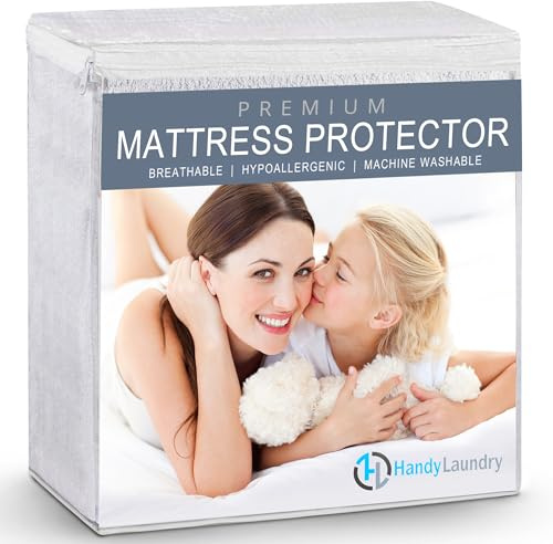 Handy Laundry Waterproof Mattress Protector – Breathable, Machine-Washable Mattress Cover – Perfect for Kids, Adults, and Pets – Extends Mattress Life. (Twin Size)