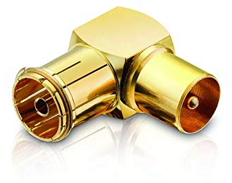 adaptare 60711 90-Grad-Winkel Adapter mit IEC-TV-Antenne Stecker und Buchse vergoldet Gold