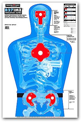 B27-IMZ Ultra Bright Silhouette Paper Shooting Target with Life Size Human Anatomy for Range Training - 25x38 in (25 Count)