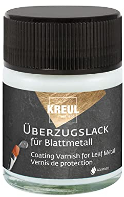 KREUL 99400 - Überzugslack im 50 ml Glas, hochglänzender, transparenter Schutz- und Überzugslack für mit Blattmetall vergoldete Objekte, auf Wasserbasis