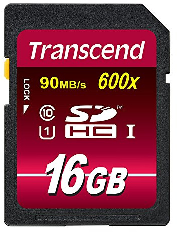 Transcend Ultimate - Tarjeta de Memoria Flash 16GB SDHC (MLC, Clase 10 UHS-I, 90mb/s, 600x) de Ultra Alta Velocidad Para Video HD y Cámaras Profesionales