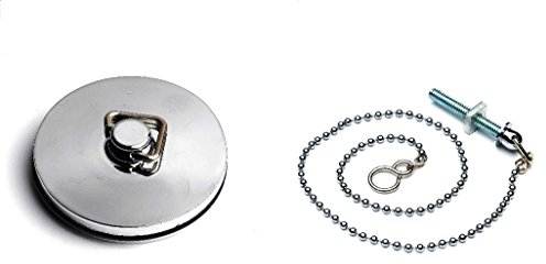 Merriway BH03916 45mm 1.3/4 inch Chrome Plated Metal Bath Basin Shower Plug Stopper with 450mm 18-inch Polished Chrome Ball Chain and Stay