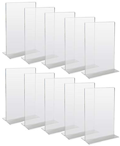HMF 46920 Soporte de Sobremesa recto de Acrílico | 10 Piezas | DIN A6 Vertical | Transparente