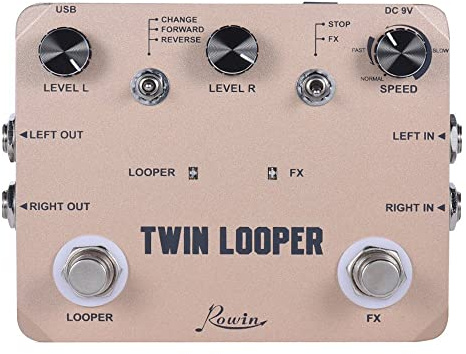 Rowin Twin Looper Station Electric Guitar Effect Pedal Loop Station for Guitarists Golden