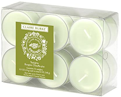 Claire Burke Original Tea Light Candles 1-Pack, 12 Scented Tealights 0.5 oz Each