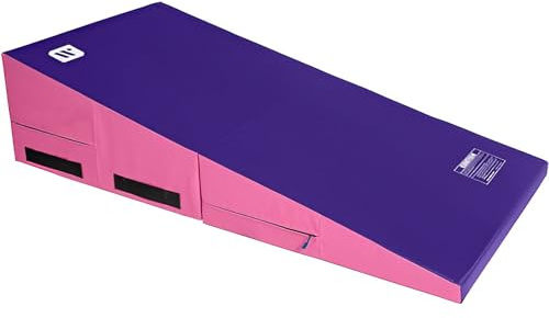 We Sell Mats Gymnastics Incline Mat, Folding and Non-Folding Cheese Wedge Skill Shape, Tumbling Mat for Gymnastics Training, Cheerleading and Obstacle Courses, Purple / Pink, 60 x 30 x 15 - Medium