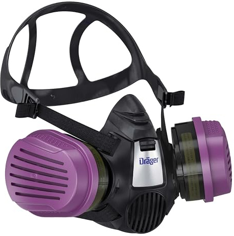 Dräger X-plore 3500 Respirator Mask Multi-Gas/P100 Combination Cartridge (OV/AG/HF/FM/CD/AM/MA/HS/P100) NIOSH-certified Half-Mask for Painting, Chemicals, Construction
