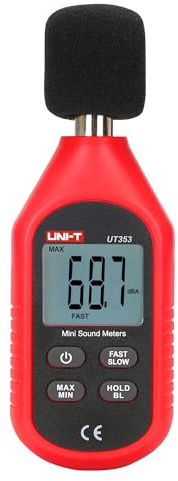 UNI-T UT353 Decibel Meter, Digital Sound Level Meter Range 30-130dB, MAX/MIN, Data Hold, with LCD Display Backlight,Use for Home, Noise Environment,Factory