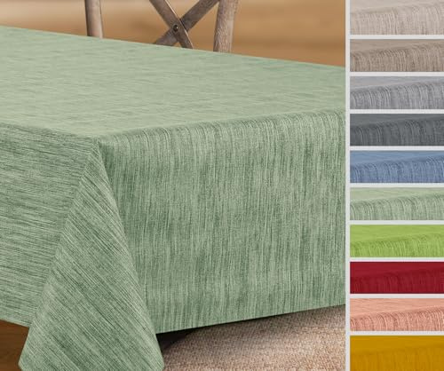 Wachstuchtischdecke rund oval eckig, Georginias Tischdecke abwischbar, Farbe und Größe wählbar (Oval 140 x 180 cm Antikgrün)