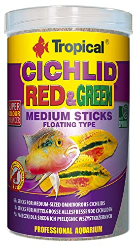 Tropical Cichlid Red&Green Medium Sticks - Futtersticks für mittelgroße Cichliden, mit Astaxanthin & Spirulina, 1er Pack (1 x 1 l)