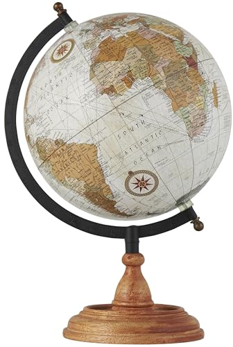 Deco 79 Mango Wood Globe with Wood Base, 9 x 8 x 13, Brown