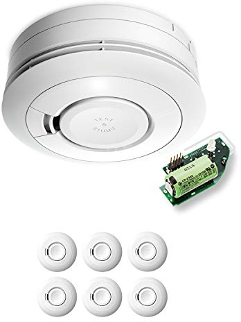 Ei Electronics Ei650RF Funkrauchmelder, Bundle aus funkvernetzbarem Rauchwarnmelder und Funkmodul im 6er Set, Testsieger Stiftung Warentest mit Batterie für 10 Jahre, weiß