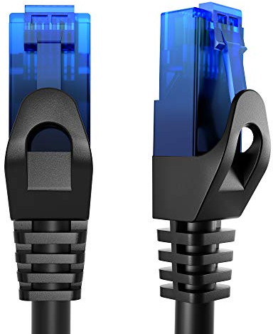 KabelDirekt – Network Cable – Transfers 10Gbps & fibre optic internet speed – Ethernet & LAN Cable – 0.25m, Available in 0.25-30m – For Gigabit networks, routers/modems, RJ45 (black/blue)