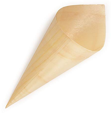 BambooMN - Disposable Food and Appetizer Wood Cones - 7.1 x 2.75 - 100 Pieces