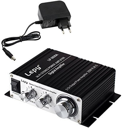 Lepy LP-2020A Amplificateur Audio stéréo Digital 20 W + Adaptateur 3 A pour iPhone/Ordinateur/Joueur Audio