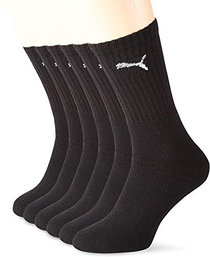PUMA Unisex Sportsocken Cush Crew 6p Sportsocke, Schwarz, 39-42 EU