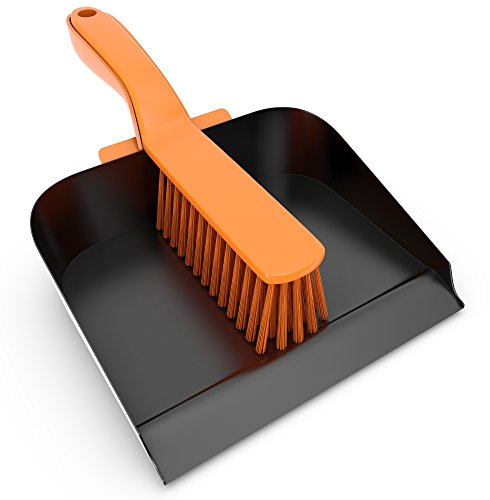 Workforce NEW HEAVY DUTY METAL DUSTPAN AND BRUSH STRONG STEEL DUST PAN AND SOFT PVC HAND BRUSH