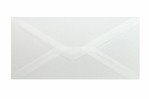 Paper24 25 Briefumschläge Transparent DIN lang 110x220 mm, 11x22 cm, ohne Fenster, Ideal für Einladungskarten Hochzeit Geburtstag u. ä.