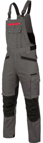 WÜRTH MODYF Arbeitslatzhose Nature - professionelle Arbeitshose für Herren - Latzhose mit Knieschutztaschen - in der Größe 106 in Grau