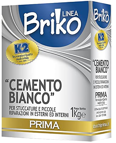 White Cement 1 kg, for indoor and outdoor stuccature and Small Repairs, Line Briko (1pezzo)