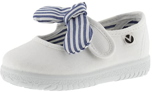 victoria Ballerine Unisex Ojalá Tela & Chiusura A Strappo & Fiocco A Righe 105110 per Bambini Blanco 26