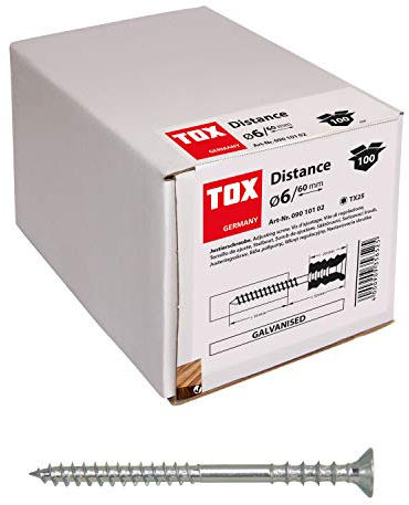 TOX Tornillo de ajuste Distance 6 x 70 mm, 100 piezas, 09010103